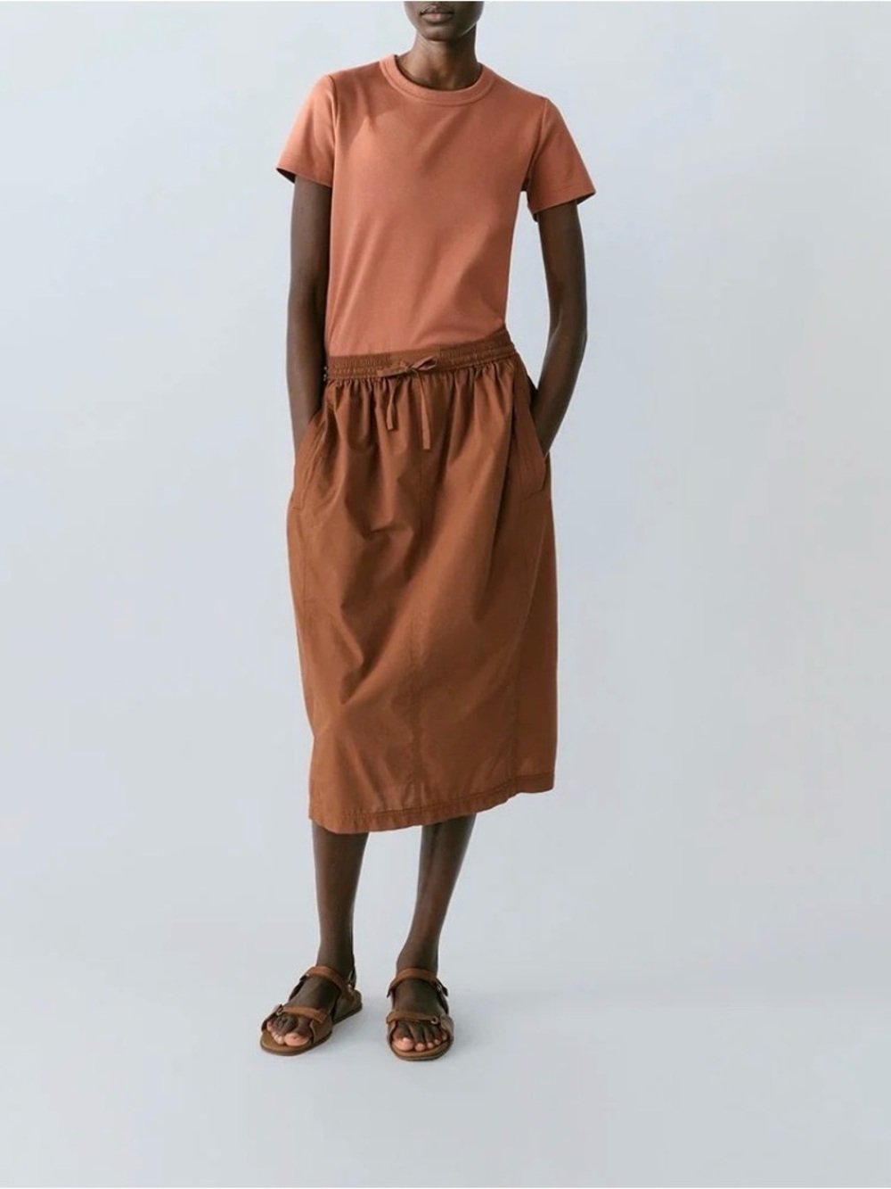 Lemaire Uniqlo U Minimalist Easy Elastic Tie Waist Midi Dress Pockets Medium